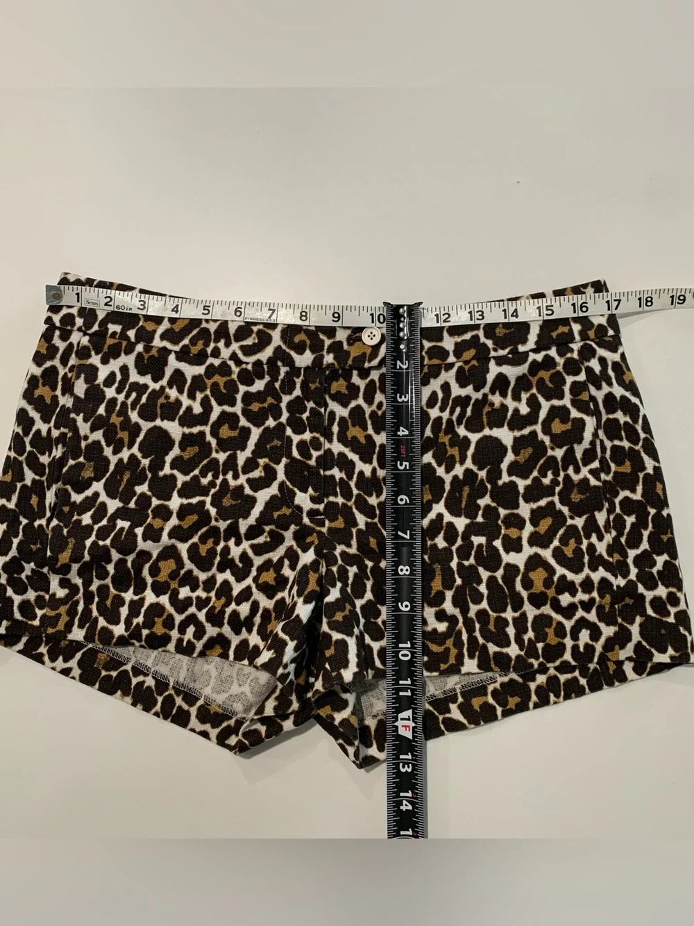 J.Crew Leopard Print Chino Shorts Black Cream Brown, 100% Cotton, EUC, 8